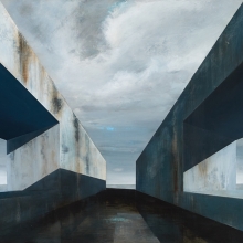 Paisaje y figura / mixta sobre tabla 50 x 100 cm / 2017