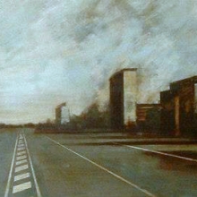 Avenida liquida /mixta sobre tabla montada/50 x 170 cm /2006