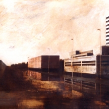 Avenida mojada imaginaria /mixta sobre tabla montada/80 x 180 cm /2006