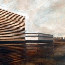 Avenida mojada imaginaria II /mixta sobre tabla montada/70 x 200 cm /2006