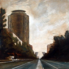 Tres farolas/ mixta sobre tabla montada/ 85 x 85 cm/2005