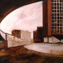 Debajo del puente  /mixta sobre tabla montada / 60 x 120 cm /2005